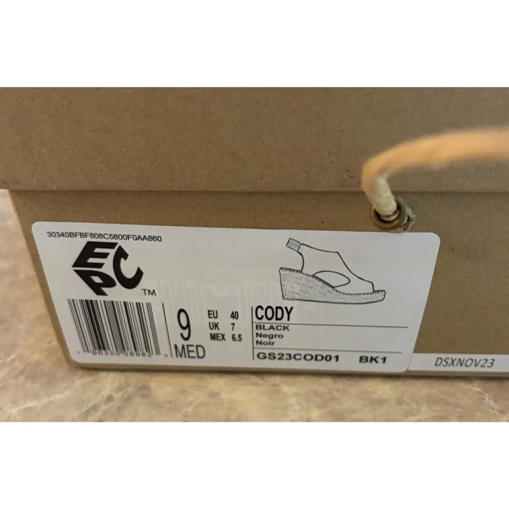 Gentle Souls Cody by Kenneth Cole Black Suede Espadrille Wedge Sandals Size 9M